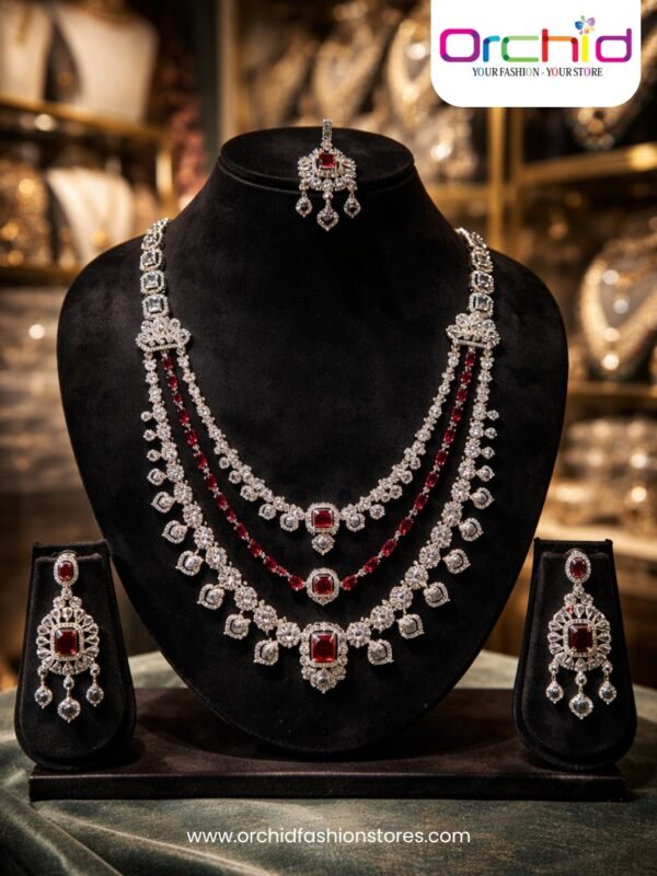 Red Stone Necklace Set for Women | Bridal Jewellery