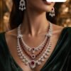 ORCHID FASHIONS (17) Red Stone Necklace Set for Women | Bridal Jewellery