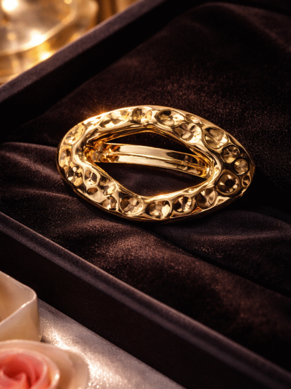 anti tarnish hair clip (2) Anti-Tarnish Gold Oval Catch Hair Clip