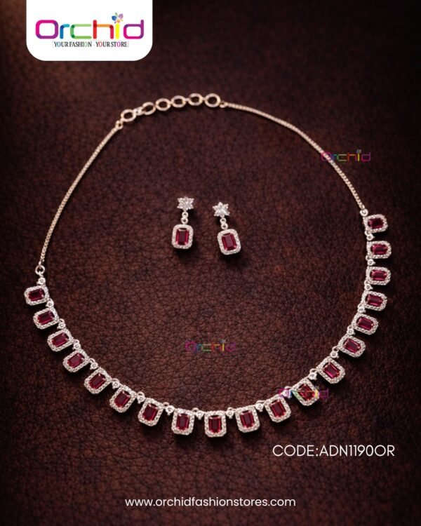 necklace rubby stone online orchid fashion (4) Stone Necklace Set with Earrings